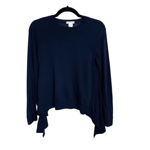 Club Monaco Pleated Asymmetrical Knit Top Navy Blue Womens Medium M Viscose - Picture 1 of 9